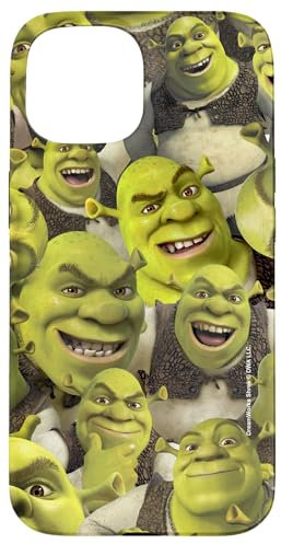 Hülle für iPhone 15 Shrek Cool Epic All Shrek Faces Collage Logo