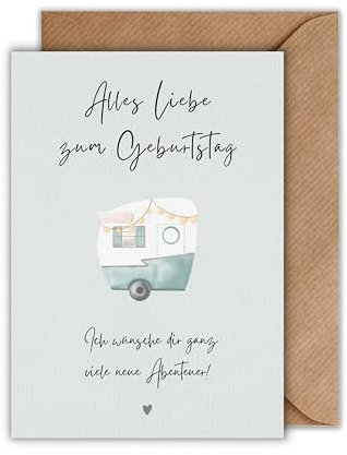WBdesignz Geburtstag Karte mit Umschlag - Geburtstagskarte mit Spruch Wohnwagen Abenteuer Reise Roadtrip Urlaub Glückwunschkarte Geschenkkarte zum Geburtstag Happy Birthday Karte (DIN A6)