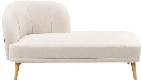 Beliani Chaiselongue Stoff helles Beige mit Holzbeinen linksseitig Récamiere Tanlay