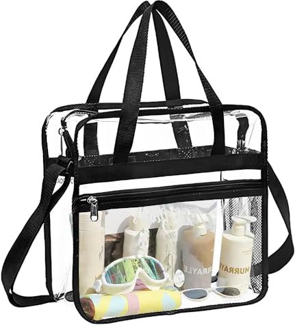 Transparente Tragetasche, 30 x 30 x 15 cm Transparente Tasche, transparente Lunchtasche, Durchsichtige Tasche, Transparente Tasche Schultertasche für Das Fitnessstudio Arbeit Sportspiele Konzerte