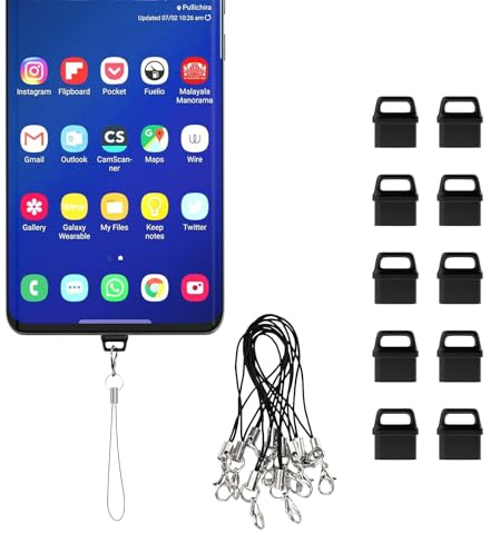 USB C Staubstecker Set, 10 Stück Typ C Staubschutz Abdeckung, Anti Staub Stecker mit 10 Lanyard und 1 Reinigungsbürste, Schutzkappe Stöpsel Kompatibel mit Meiste Typ C Ladeanschluss