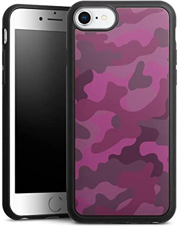 Holz Case kompatibel mit Apple iPhone 7 Walnuss Handyhülle Echtholz Hülle Camouflage Bundeswehr Muster