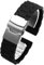 Uhrenarmband aus Silikon mit Schnellverschluss, 15–22 mm, Unisex-Armband, Ersatzarmband, Edelstahl-Faltschließe, passend for Smartwatches, Quarzuhren, traditionelle Uhren(Black silver buckle,15mm)
