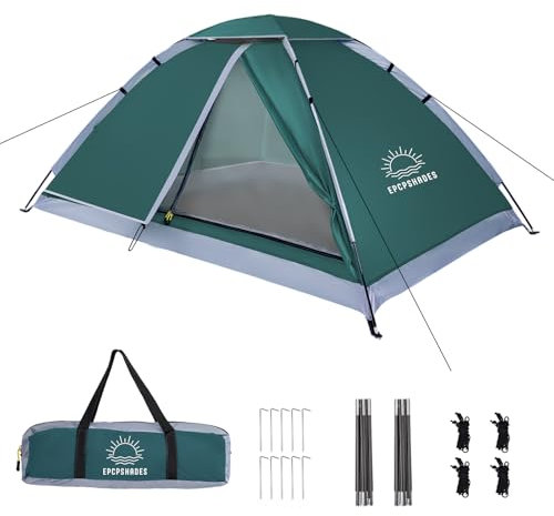 EPCPSHADES 1-2 Personen Kuppelzelte für Camping, Leichtes tragbares Backpacking-Zelt, Kleines und Einfach Aufzustellendes, Wasserdichtes Camping- und Wandernzelt für Erwachsene, Dunkelgrün