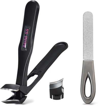 Angled Head Toenail Clippers for Thick & Ingrown Nails – Start Makers Slanted Nail Clippers with 45° Precision Blades, Wide Jaw & Catcher | Ergonomic Heavy Duty Nail Cutter for Seniors, Men & Women