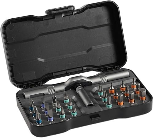 24 in 1 Magnetische Ratsche DIY Schraubendreher Set - Multi-Bit Präzisions-Schraubendreher-Set mit T-förmigem Griff & Aufbewahrungskoffer, S2 Stahl Bits für Elektronik, Möbel, Computer und DIY