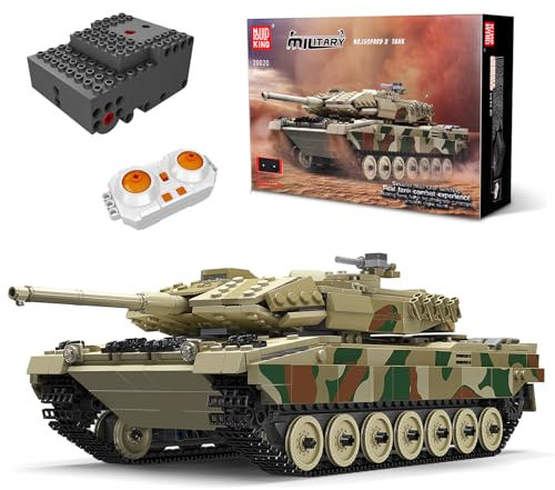 Mould King 20020 Technik Panzer Bausteine, Kreativität Leopard Tiger Panzer mit Fernsteuerung und Motoren, 1091 Teile MOC Fernbedienung Tank Klemmbausteine Bausatz Spielzeug
