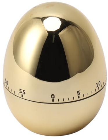 [Timer Mécanique Précis pour la Cuisine] Mélange de Cuisson de Cuisson du Modèle d'oeuf de 60 Minutes [Timer Manuel avec Fonction de Rappel] Conception d'argent (Gold)