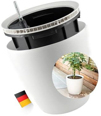 Z.O.D. Pflanzkübel XXL, Blumentopf groß für Außen und Innen, Kunststoff Selbstbewässerungstopf (Weiß, ⌀43x40H ohne Fixierungsstangen)
