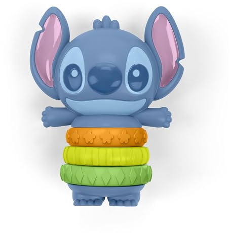 Bright Starts Disney Baby Stitch Twist-a-Stitch - Giocattolo Fidget con Anelli Testurizzati e Perline a sonaglio, 0+ Mesi