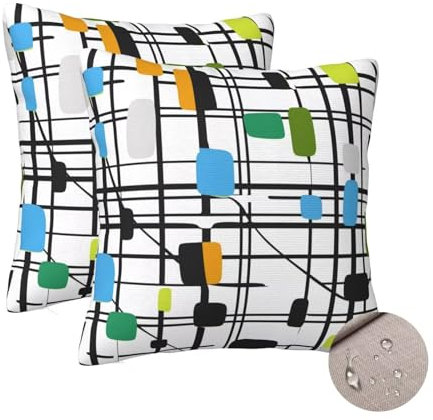 Outdoor Kissen Wetterfest 2er Set Gartenkissen, Outdoor Kissenbezug 40x40 cm Kopfkissenbezug mit Verstecktem Reißverschluss, Outdoorkissen Dekokissen für Auto Balkon Patio (Modern/Einfach) -zt383