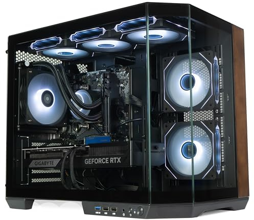 ionz Gaming PC Desktop Computer, AMD Ryzen 5 5700X, NVIDIA RTX 5060 Ti, 16GB DDR4 RAM, 1TB NVMe SSD, 650w 80+ PSU, 120mm AIO, Windows 11 (Apex, Ember Wood)