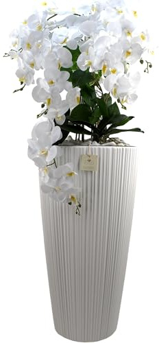 B4y Kunstorchidee XXL 135 cm – Luxus Phalaenopsis mit Real Touch Blüten Weihnachten, Geburtstag oder Muttertag – Elegante Deko für Wohnzimmer, Hotel & SPA