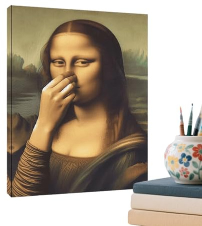 WJnflQN Mona Lisa Poster - Humorvolle Verspielte Wohndekoration | Badezimmer Wanddekoration - Für Restaurant Garten Innenbereich Feiertag Party Zuhause Zimmer Wohnheim Wohnung Urlaub Urlaub