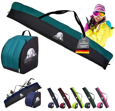 BambiniWelt by Rafael K. Skitasche Ski-Schuh-Tasche Kombi-Set MOD 2 | 160cm 180cm 190cm, wasserdicht, Ski Bag, Ski Cover, Wintersport