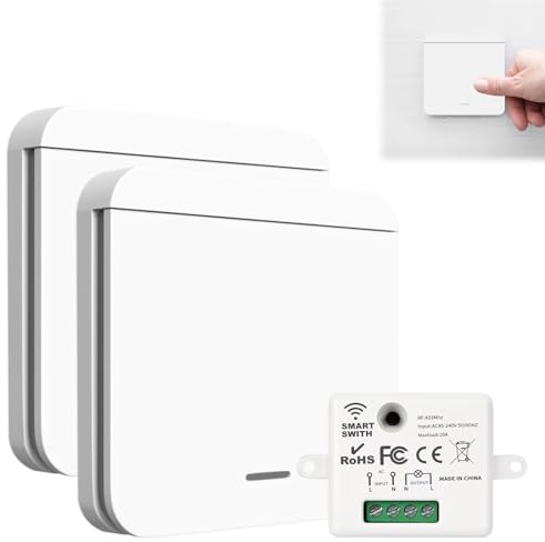 Interrupteur Sans Fil, 3 pièces Va Et Vient Sans Fil, Interrupteur Va Et Vient S ans Fi l, Interr upteur Sa ns F il pour Legrand, Inte rrupteur Sa ns F il Sa ns Pile, pour lampe jusqu'à 1000W, Blanc.