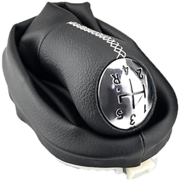 Zingori Schaltknauf 5-Gang-Schaltknauf aus Leder für mit Schaltsack für Renault für Clio 2 II,für Megane und für Kangoo(White stitching suit)