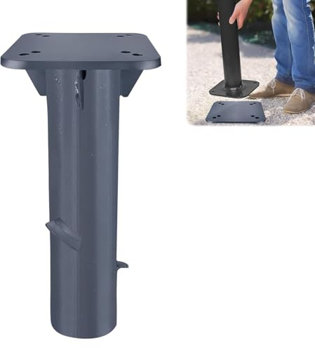 YUENFONG Soporte universal para sombrilla de metal, placa base para incrustar en hormigón, casquillo de suelo para sombrillas, sombrillas de jardín, manivelas, color gris oscuro