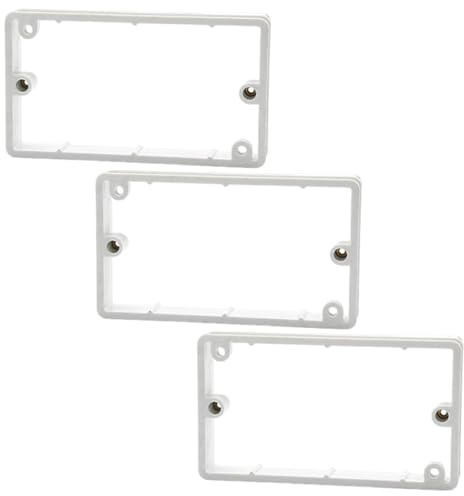 Double Socket Spacer, 20mm Electrical Socket Spacer Surround for Tiles and Panels, Light Switch Spacer for Uneven Surfaces, Three White Double Socket Surrounds 138x78x20mm