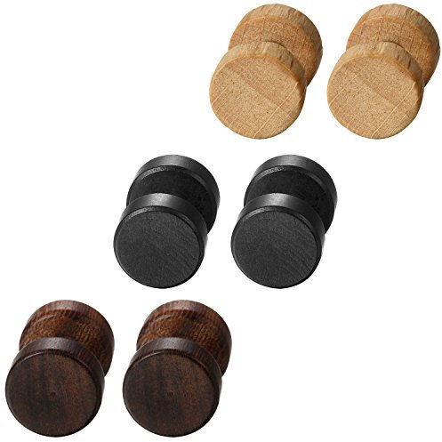 Aroncent Holz Tunnel Ohrringe Set: 3 Paare Holz 10mm Ohrstecker Edelstahl Ohrringe Tunnel Ohrstecker Holz Piercing Ohr Vintage Ohrringe Hanteln für Damen und Herren