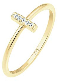 Elli DIAMONDS Ring Damen Kreuz Motiv Schlicht mit Diamant (0.05 ct.) aus 375 Gelbgold