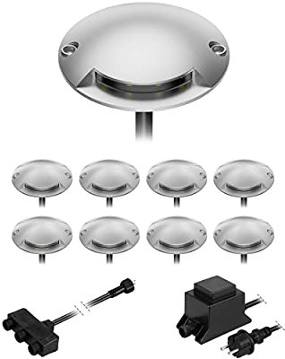 ledscom.de LED Boden-Aufbau-Leuchte Bunda, 1-flammig, für außen, befahrbar, warm-weiß, 9er Set