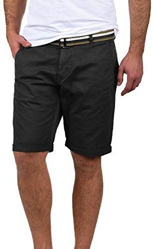 BLEND Bruno Short Chino Bermuda Pantalon Court pour Homme avec Ceinture Régulaire, Taille:L, Couleur:Black (70155)