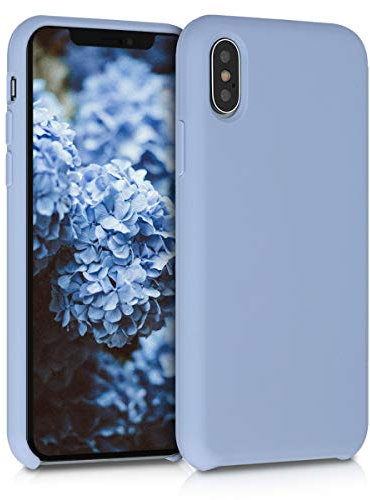 kwmobile Hülle kompatibel mit Apple iPhone XS Hülle - Silikon Handy Case - Handyhülle weiche Oberfläche - kabelloses Laden - Hellblau matt