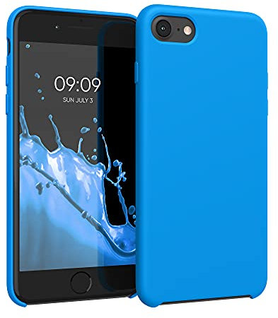 kwmobile Case Compatible with Apple iPhone SE (2022) / iPhone SE (2020) / iPhone 8 / iPhone 7 Case - TPU Silicone Phone Cover with Soft Finish - Radiant Blue