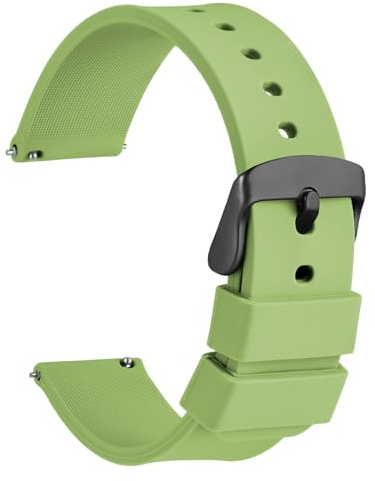 WOCCI Silicone Watch Straps, Black Stainless Steel Buckle, Quick Release, 13 Colours Soft Rubber Replacement Bands, 14mm 16mm 18mm 19mm 20mm 21mm 22mm 24mm