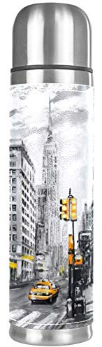 Street View of New York American City Bouteille isotherme en acier inoxydable pour boissons chaudes et froides