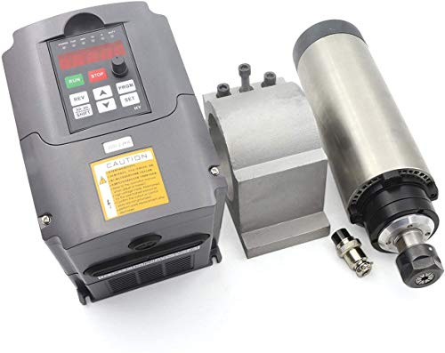 RATTMMOTOR Moteur de broche 2,2 kW refroidi par air CNC Broche de fraisage 220 V ER20 et 2,2 kW 220 V Convertisseur de fréquence VFD et moteur broche 80 mm Support Clamp pour fraiseuse CNC