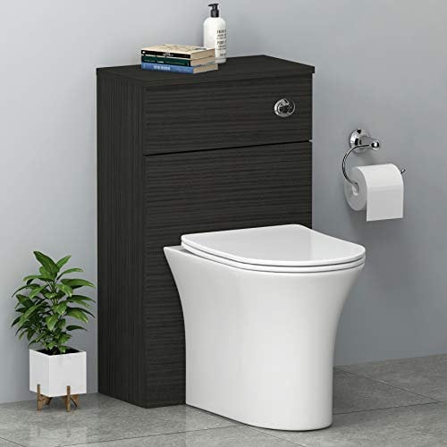 Bathroom Back to Wall WC Unit with Breeze BTW Rimless Pan + Soft Close Seat & Concealed Cistern - Hale Black