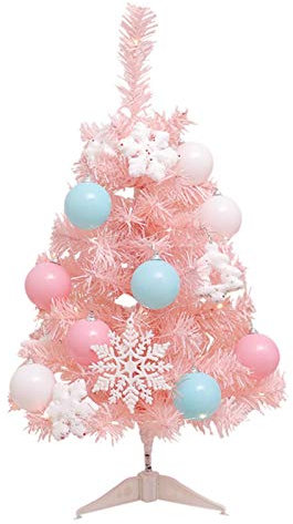 RENRUIRUI- Xmas Pink Small Christmas Tree 60cm,for Dining Table Fireplace Bedside Office Desk Christmas Decoration