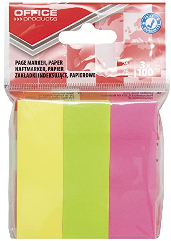 Indexhaftstreifen OFFICE PRODUCTS Papier 26x76mm 3x100 Blatt Anhänger Verschiedene Farben / / Typ-Standard/Art-Auf Aufhänger/Form-Rechteck/Material-Papier/Farbe-Verschiedene Farben
