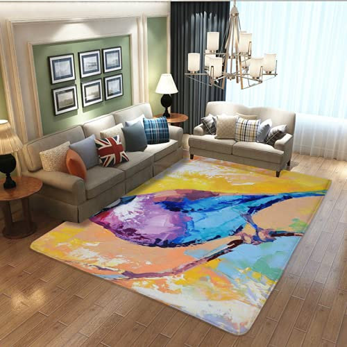 Moderner Teppich mit abstraktem Vogelmuster, rutschfester Teppich für Wohnzimmer, Schlafzimmer, Esszimmer, Flur, bedruckte Teppichmatten, Heimdekoration, große Größe, weicher Teppich, 200 x 150 cm