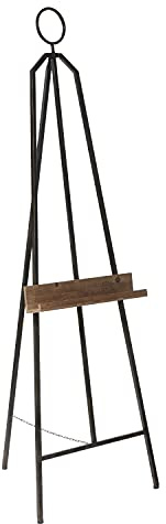 Deco 79 Metal Display Easel Large Adjustable Floor Standing Easel with Chain Support and Wood Tray, Display Stand 16' x 18' x 52', Black