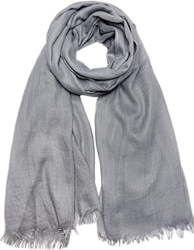 Damen Sommer Schals Baumwolle Leichte Große Lange Gaze Damenschal Eleganter Plain Tücher 75”×43”,Grau