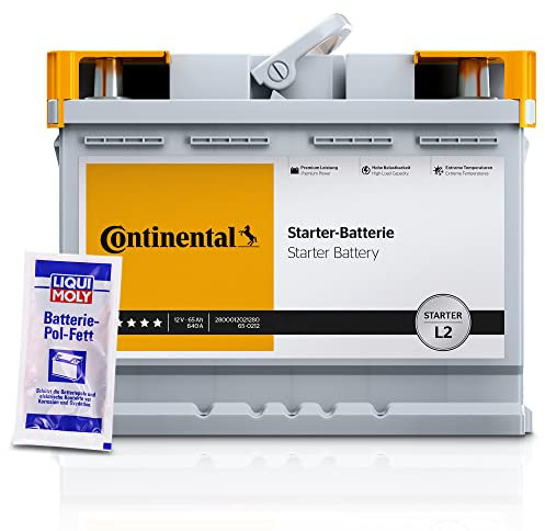 CONTINENTAL 2800012020280 Starterbatterie Autobatterie LB2 12V 60Ah 580A + 10g LIQUI MOLY Batterie-Pol-Fett