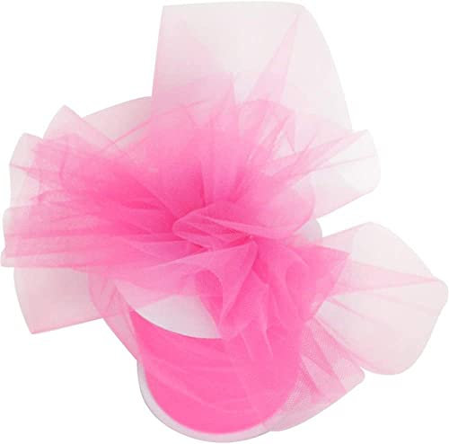 Bobina Tulle 100 mt per Decorazioni, feste di Matrimonio, Ideale per confetti, bomboniere, vestiti, sedia, regali ecc. (Rosa, 12.5)