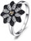 JewelryPalace Bague Fleur Naturelle Spinelle Noire Quartz Fume en Sterling Argent 925 Pour Fille, Bagues Cocktail Pierre Anneau Femme, Ensemble Parure de Bijoux Cadeau Anniversaire