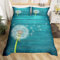 Löwenzahn-Bettbezug-Set, botanisches Blumenmuster, Bettwäsche-Set für Kinder, Jungen, Mädchen, blaugrün, Holz, Bettbezug-Set, Blütenblumen, Bettbezug, 3-teiliges King-Size-Bett