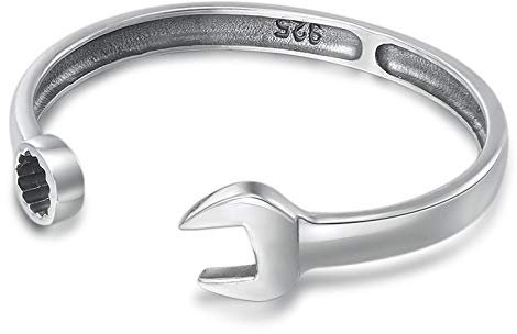 Armband, Modeschmuck Armbänder Sterling Silber Armband, 925 Versilberung Armreif Vintage kreativer Schraubenschlüssel Schraube Manschette Armreif verstellbar offen Hip Hop Gothic Amulett Armband Ewigk