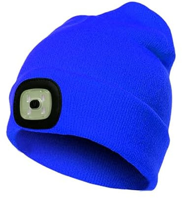 LED Lighted Hat Upgraded,USB Head Torch Rechargeable,3 Brightness Lighted Beanie Cap,Unisex Winter Warm Knit Beanie, Bluetooth Hat for Camping, Walking, Running, Cycling