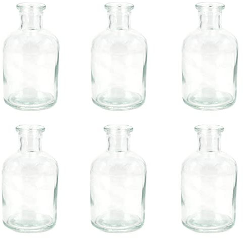 Creativery Vasen Glas 10cm x 6 Stück Blumenvase 125ml Dekoflaschen Set Glasvase Kerzenhalter klar