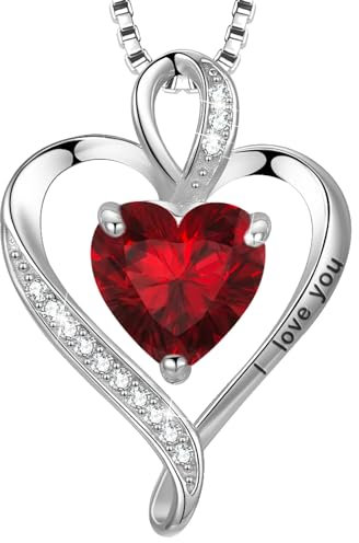 LAVUMO Herz Kette Damen Silber 925 I love you Halskette Damen Personalisierter schmuck Geschenke für Frauen Frau MaMa Freundin an Geburtstags Valentinstag Muttertag Mit Rose Geschenkbox