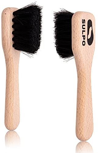 SULPO Cremebürste Tiegelbürste Schuhbürste - Weiche Bürste - Lederbürste Schmutzbürste für Leder Schuhe - 2 Stuck Set - schwarz - Schuhpflege