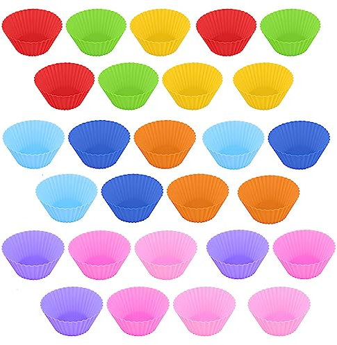 27 Pcs Silicone Muffin Cases, Cupcake Moulds Reusable Silicone Baking Cups, Non-Toxic Non-Stick Pastry Muffin Molds Cupcake Cases for Home Baking Pudding Tray