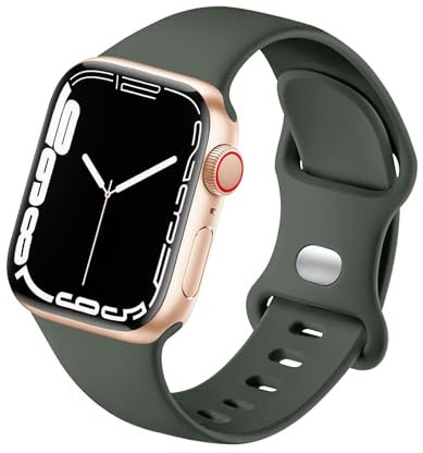 HdanMole Sport Strap Compatible with Apple Watch Straps 40mm 38mm 41mm 42mm 44mm 45mm 46mm, Silicone Strap Replacement for iWatch Straps Series 10 9 8 7 6 5 4 3 2 1 SE Women Men, Cyprus Green