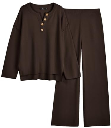 LILLUSORY Mode Kleider 2 Stück Oversize Slouchy 2022 Winter Koordinierte Wohnzimmer Set Bequeme Strickpullover Home Pullover Set